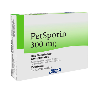 Antibiótico Mundo Animal Petsporin Cefalexina Caixa 12 Comprimidos - 300 Mg Antibiótico Mundo Animal Petsporin Cefalexina Caixa 12 Comprimidos - 300 Mg