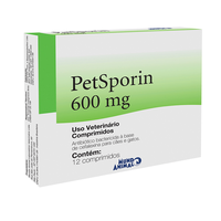 Antibiótico Mundo Animal Petsporin Cefalexina Caixa 12 Comprimidos - 600 Mg
