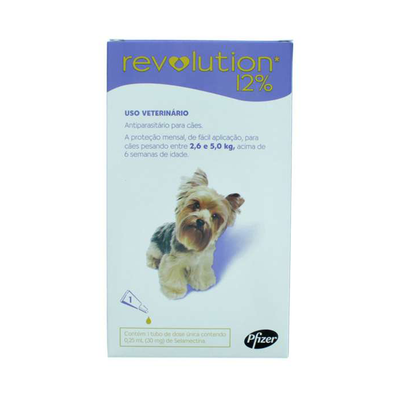 Antipulgas E Carrapatos Zoetis Revolution 12% Para Cães De 2.5 A 5 Kg - 30 Mg Antipulgas E Carrapatos Zoetis Revolution 12% Para Cães De 2.5 A 5 Kg - 30 Mg