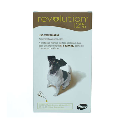 Antipulgas E Carrapatos Zoetis Revolution 12% Para Cães De 5 A 10 Kg - 60 Mg Antipulgas E Carrapatos Zoetis Revolution 12% Para Cães De 5 A 10 Kg - 60 Mg