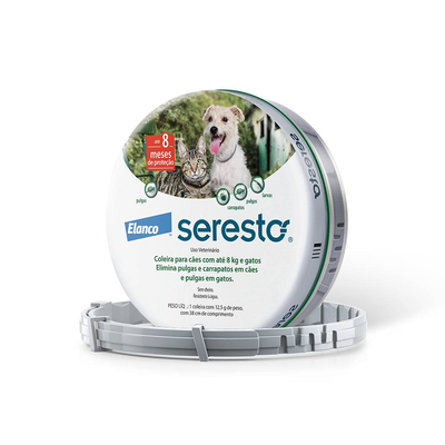 Coleira Antipulgas e Carrapatos Elanco Seresto para Cães e Gatos de até 8kg Coleira Antipulgas e Carrapatos Elanco Seresto para Cães e Gatos de até 8kg