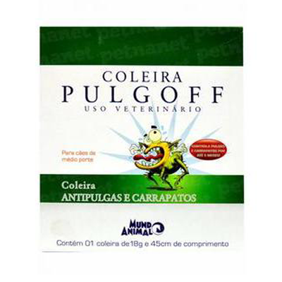 Coleira Antipulgas e Carrapatos Mundo Animal Pulgoff 18g para Cães de Médio Porte - 45cm Coleira Antipulgas e Carrapatos Mundo Animal Pulgoff 18g para Cães de Médio Porte - 45cm