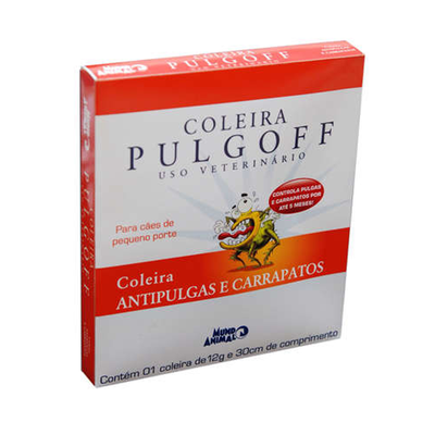 Coleira Antipulgas e Carrapatos Mundo Animal Pulgoff 12g para Cães de Pequeno Porte - 30cm Coleira Antipulgas e Carrapatos Mundo Animal Pulgoff 12g para Cães de Pequeno Porte - 30cm