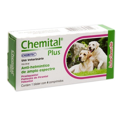 Vermífugo Chemitec Chemital Plus Para Cães 660 Mg - 4 Comprimidos Vermífugo Chemitec Chemital Plus Para Cães 660 Mg - 4 Comprimidos