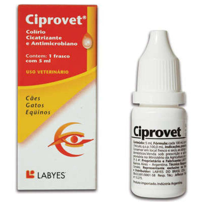 Colírio Cicatrizante e Antimicrobiano Labyes Ciprovet para Cães e Gatos Colírio Cicatrizante e Antimicrobiano Labyes Ciprovet para Cães e Gatos