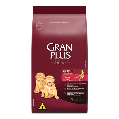 Ração Seca GranPlus Menu Carne & Arroz para Cães Filhotes Portes Médio e Grande Ração Seca GranPlus Menu Carne & Arroz para Cães Filhotes Portes Médio e Grande