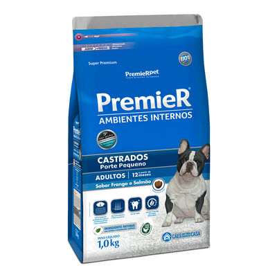 Ração Seca PremieR Ambientes Internos Frango e Salmão para Cães Adultos Castrados Porte Pequeno Ração Seca PremieR Ambientes Internos Frango e Salmão para Cães Adultos Castrados Porte Pequeno