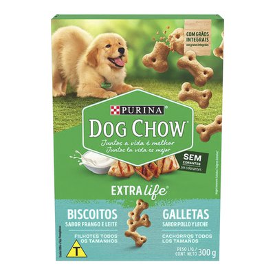 Biscoito Purina Dog Chow Extra Life Frango e Leite para Cães Filhotes Todos os Tamanhos - 300g Biscoito Purina Dog Chow Extra Life Frango e Leite para Cães Filhotes Todos os Tamanhos - 300g