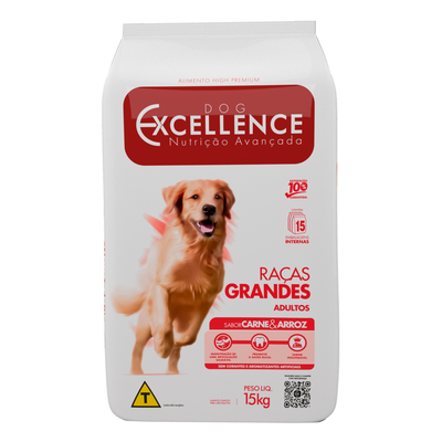 Ração Seca Dog Excellence Carne & Arroz para Cães Adultos Raças Grandes - 15kg Ração Seca Dog Excellence Carne & Arroz para Cães Adultos Raças Grandes - 15kg