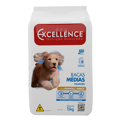 Ração Seca Dog Excellence Frango & Arroz para Cães Filhotes Raças Médias Ração Seca Dog Excellence Frango & Arroz para Cães Filhotes Raças Médias
