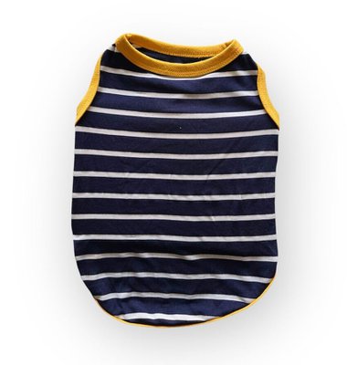 Regata Petpuf Listrada Azul com Amarelo para Cães e Gatos Regata Petpuf Listrada Azul com Amarelo para Cães e Gatos
