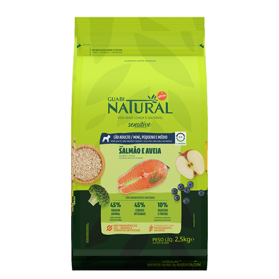 Ração Seca Guabi Natural Senstitive Salmão e Aveia para Cães Adultos Porte Porte Mini, Pequeno e Médio Ração Seca Guabi Natural Senstitive Salmão e Aveia para Cães Adultos Porte Porte Mini, Pequeno e Médio