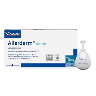 Hidratante Virbac Allerderm Spot On Para Cães Até 10 Kg - 2 Ml - 6 Pipetas Hidratante Virbac Allerderm Spot On Para Cães Até 10 Kg - 2 Ml - 6 Pipetas