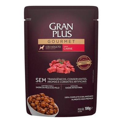 Ração Úmida Sachê GranPlus Gourmet Carne para Cães Adultos Ração Úmida Sachê GranPlus Gourmet Carne para Cães Adultos