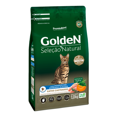 Ração Seca PremieR Pet GoldeN Seleção Natural Frango com Abóbora e Alecrim para Gatos Castrados Ração Seca PremieR Pet GoldeN Seleção Natural Frango com Abóbora e Alecrim para Gatos Castrados