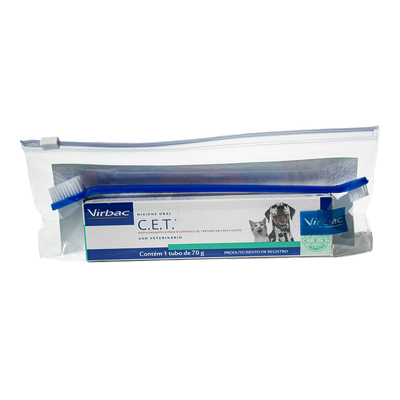 Combo Pasta Dental Virbac Enzimática C.E.T e Escova de Dente para Cães e Gatos Combo Pasta Dental Virbac Enzimática C.E.T e Escova de Dente para Cães e Gatos