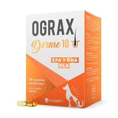 Suplemento Alimentar Avert Ograx Derme 10 para Cães e Gatos Suplemento Alimentar Avert Ograx Derme 10 para Cães e Gatos