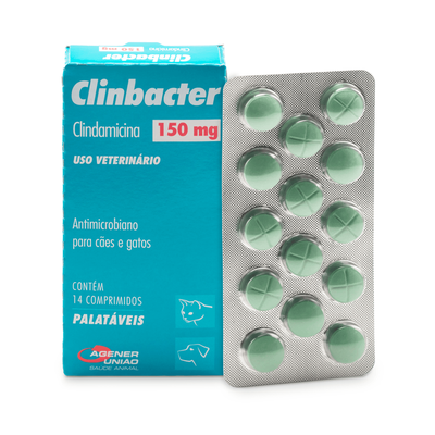 Antimicrobiano Agener União Clinbacter 150 Mg Para Cães E Gatos - 14 Comprimidos Antimicrobiano Agener União Clinbacter 150 Mg Para Cães E Gatos - 14 Comprimidos