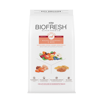Ração Seca Biofresh Mix de Carnes, Frutas, Legumes, Ervas Frescas para Cães Sênior Raças Pequenas e Mini Ração Seca Biofresh Mix de Carnes, Frutas, Legumes, Ervas Frescas para Cães Sênior Raças Pequenas e Mini