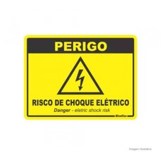 Placa de Sinalização 15X20cm Perigo Risco de Choque Elétrico - Sinalize Placa de Sinalização 15X20cm Perigo Risco de Choque Elétrico - Sinalize