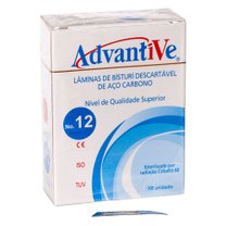LÂMINA DE BISTURI N 12 AÇO CARBONO C/100 ADVANTIVE LÂMINA DE BISTURI N 12 AÇO CARBONO C/100 ADVANTIVE