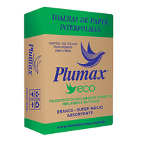PAPEL TOALHA INTERFOLHA ECO 100% CELULOSE 20X21CM C/1000 PLUMAX PAPEL TOALHA INTERFOLHA ECO 100% CELULOSE 20X21CM C/1000 PLUMAX