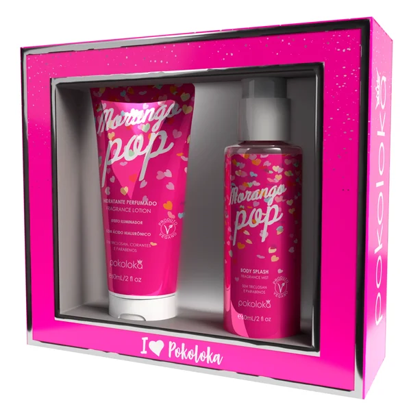 Kit Pokochic Morango Pop Body Splash + Hidratante Perfumado 60ml Cada Kit Pokochic Morango Pop Body Splash + Hidratante Perfumado 60ml Cada