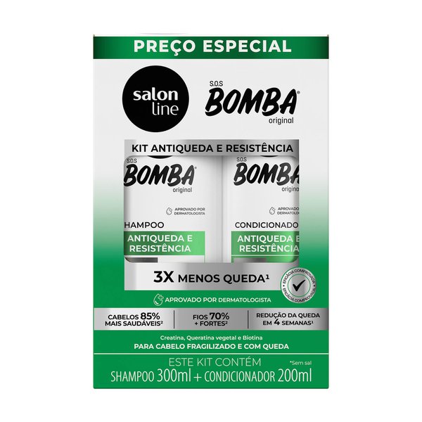 Kit Salon Line SOS Bomba Antiqueda e Resistencia Shampoo 300ml +Condicionador 200ml Kit Salon Line SOS Bomba Antiqueda e Resistencia Shampoo 300ml +Condicionador 200ml