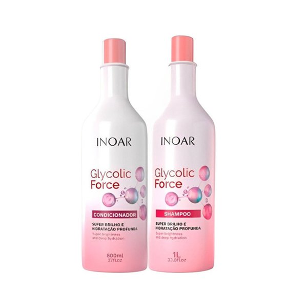 Kit Inoar Glycolic Force Shampoo 1L+Condicionador 800ml Kit Inoar Glycolic Force Shampoo 1L+Condicionador 800ml