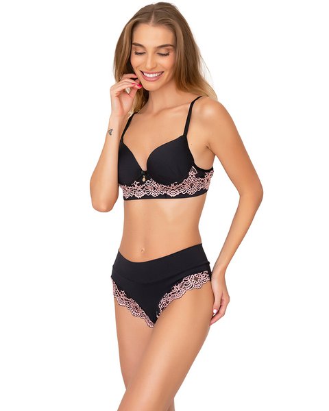 Conjunto De Lingerie Bojo E Calcinha Media Fio Sainte Nuit