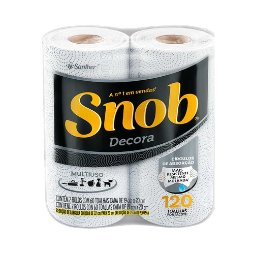 Toalha de Papel Snob Decora Com 2 Rolos de 60 Folhas Toalha de Papel Snob Decora Com 2 Rolos de 60 Folhas