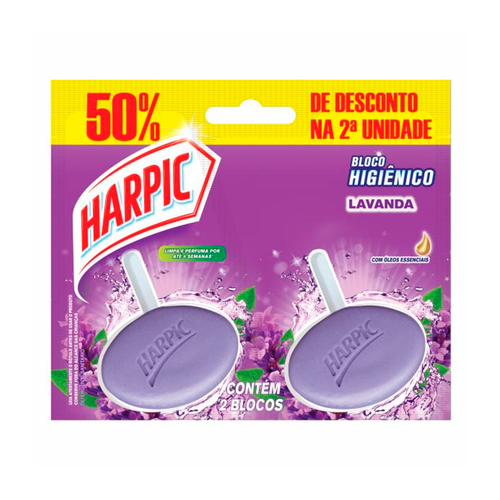 Bloco Sanitário Perfumado Harpic Lavanda Com 2 Unidades Bloco Sanitário Perfumado Harpic Lavanda Com 2 Unidades