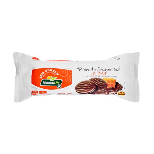Biscoito Funcional Natural Life Mel Coberto Com Chocolate Sem Glúten 140g Biscoito Funcional Natural Life Mel Coberto Com Chocolate Sem Glúten 140g