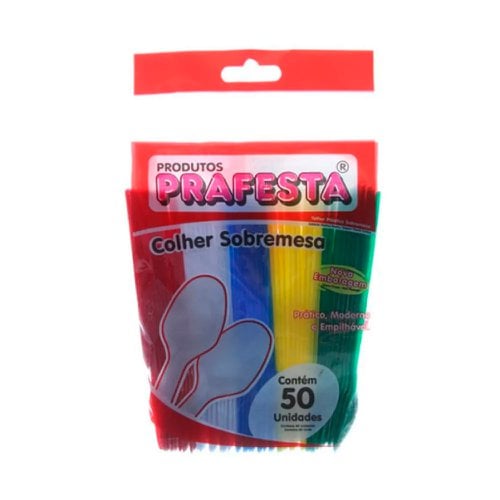 Colher Descartável Prafesta Colorida Com 50 Unidades Colher Descartável Prafesta Colorida Com 50 Unidades