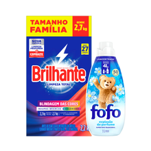 Sabão Em Pó Brilhante Limpeza total 2,2kg + Amaciante Concentrado Fofo Tradicional 1l Sabão Em Pó Brilhante Limpeza total 2,2kg + Amaciante Concentrado Fofo Tradicional 1l