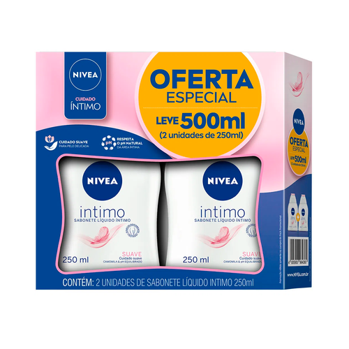 Sabonete Íntimo Líquido Nivea Suave 250ml Com 2 Unidades Sabonete Íntimo Líquido Nivea Suave 250ml Com 2 Unidades