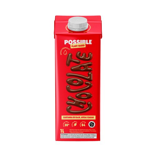 Bebida Vegetal Possible Castanha de Caju Com Chocolate 1l Bebida Vegetal Possible Castanha de Caju Com Chocolate 1l