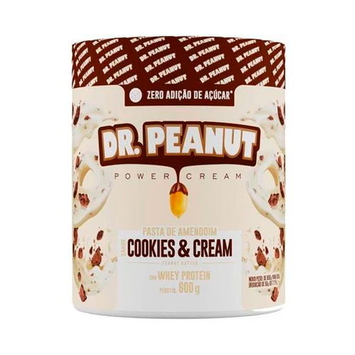 Pasta de Amendoim Dr. Peanut Cookies & Cream Com Whey Protein 600g Pasta de Amendoim Dr. Peanut Cookies & Cream Com Whey Protein 600g