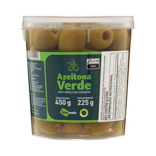 Azeitona Verde Leve Mais Sem Caroço 225g Azeitona Verde Leve Mais Sem Caroço 225g