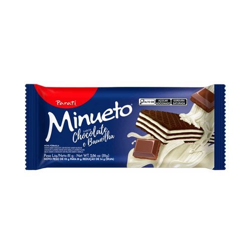 Biscoito Wafer Recheado Minueto Chocolate e Baunilha 81g Biscoito Wafer Recheado Minueto Chocolate e Baunilha 81g