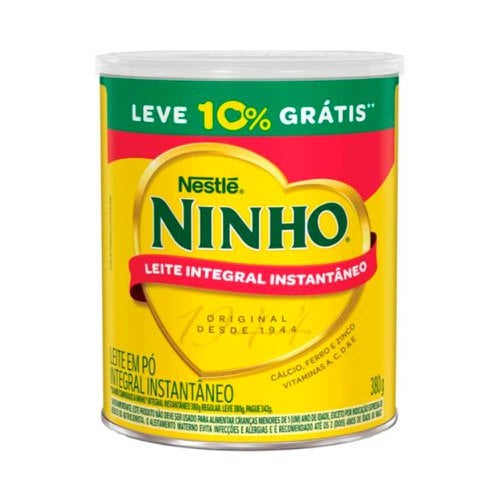 Leite Em Pó Ninho Integral Instantâneo 10% Grátis 380g Leite Em Pó Ninho Integral Instantâneo 10% Grátis 380g