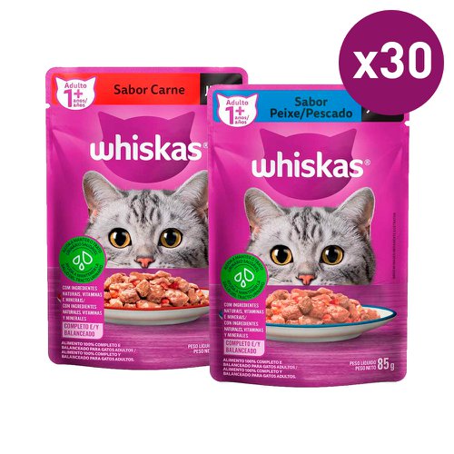 Kit Ração Úmida Whiskas Jelly Gatos Adultos Com 30 Unidades Kit Ração Úmida Whiskas Jelly Gatos Adultos Com 30 Unidades