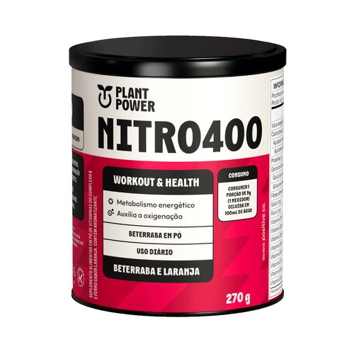 Suplemento Nitro400 Plant Power Beterraba e Laranja 270g Suplemento Nitro400 Plant Power Beterraba e Laranja 270g