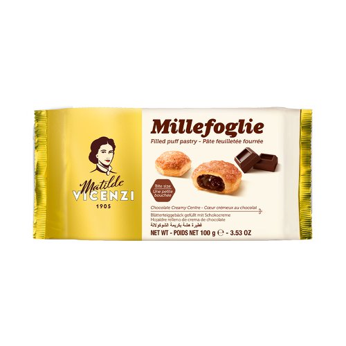 Biscoito Matilde Vicenzi Millefoglie Creme de Avelã 100g Biscoito Matilde Vicenzi Millefoglie Creme de Avelã 100g