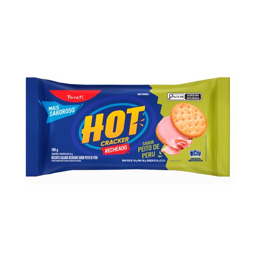 Biscoito Recheado Parati Hot Cracker Peito de Peru 100g Biscoito Recheado Parati Hot Cracker Peito de Peru 100g