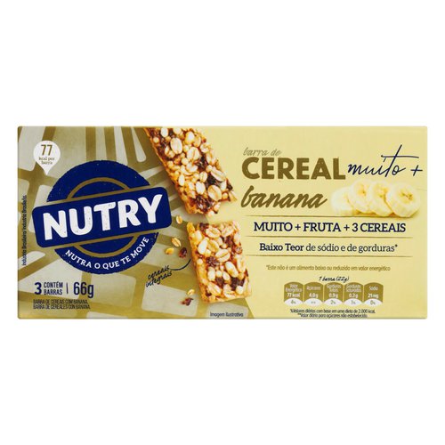 Pack Barra de Cereal Banana Nutry Caixa 66g 3 Unidades Pack Barra de Cereal Banana Nutry Caixa 66g 3 Unidades