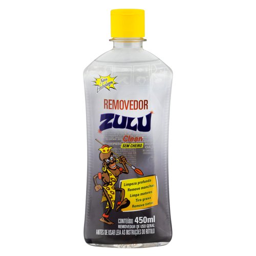Removedor Uso Geral Clean sem Cheiro Zulu Frasco 450ml Removedor Uso Geral Clean sem Cheiro Zulu Frasco 450ml