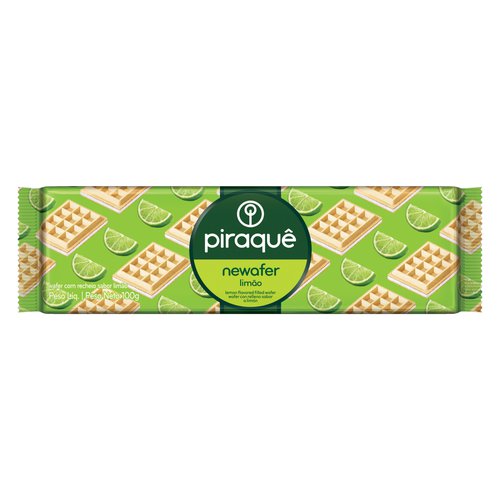 Biscoito Wafer Recheio Limão Piraquê Newafer Pacote 100g Biscoito Wafer Recheio Limão Piraquê Newafer Pacote 100g