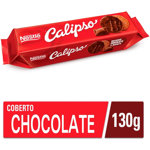 Biscoito Cobertura Chocolate ao Leite Calipso Pacote 130g Biscoito Cobertura Chocolate ao Leite Calipso Pacote 130g