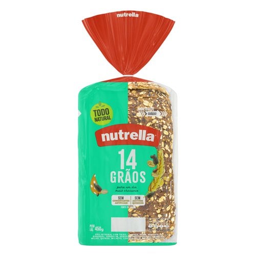 Pão Integral 14 Grãos Nutrella Pacote 450g Pão Integral 14 Grãos Nutrella Pacote 450g